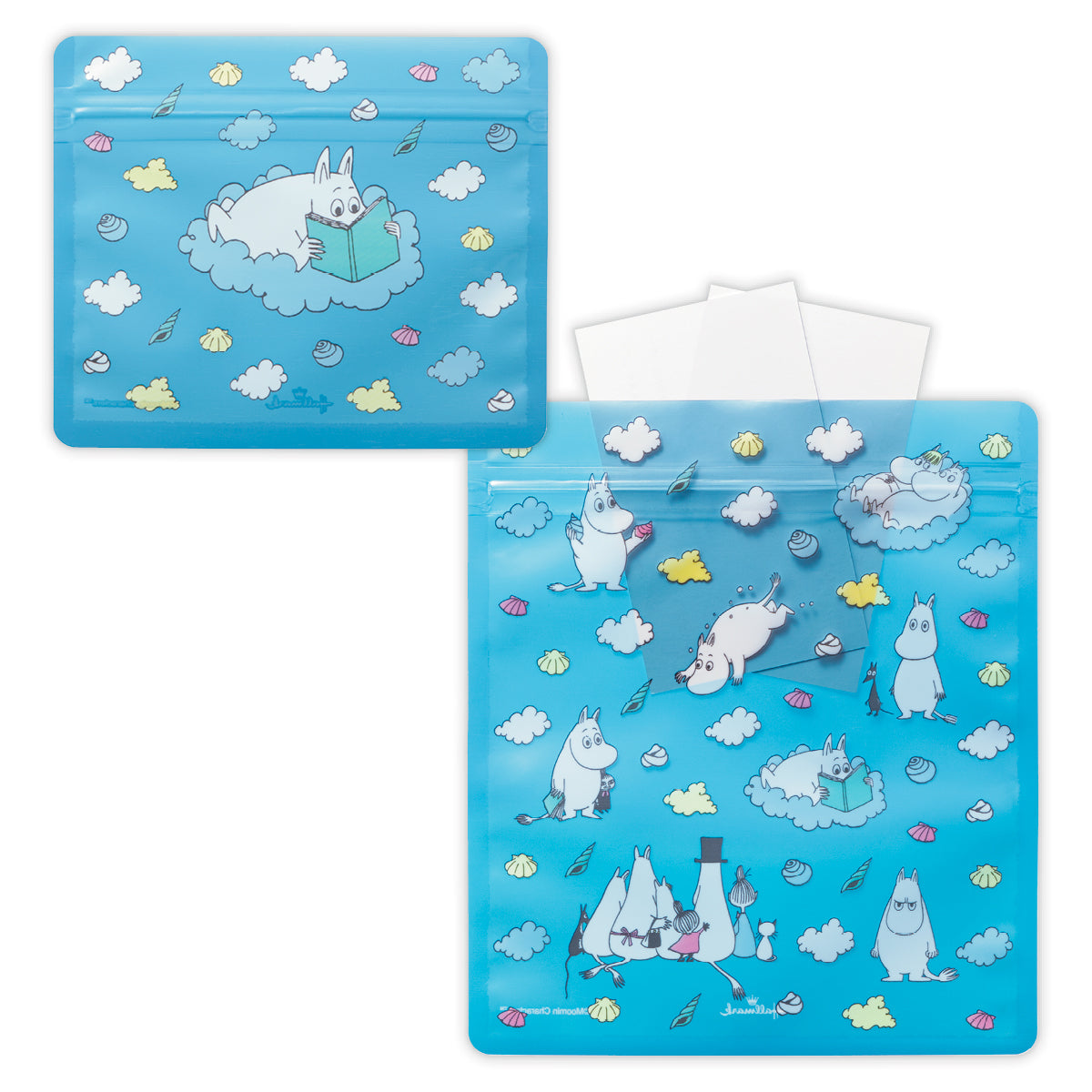 ムーミン Moomin valley’s day ブルー ムーミン【ジッパーバッグ|大1柄3枚 小1柄3枚】|日本ホールマークの文具・ステーショナリー