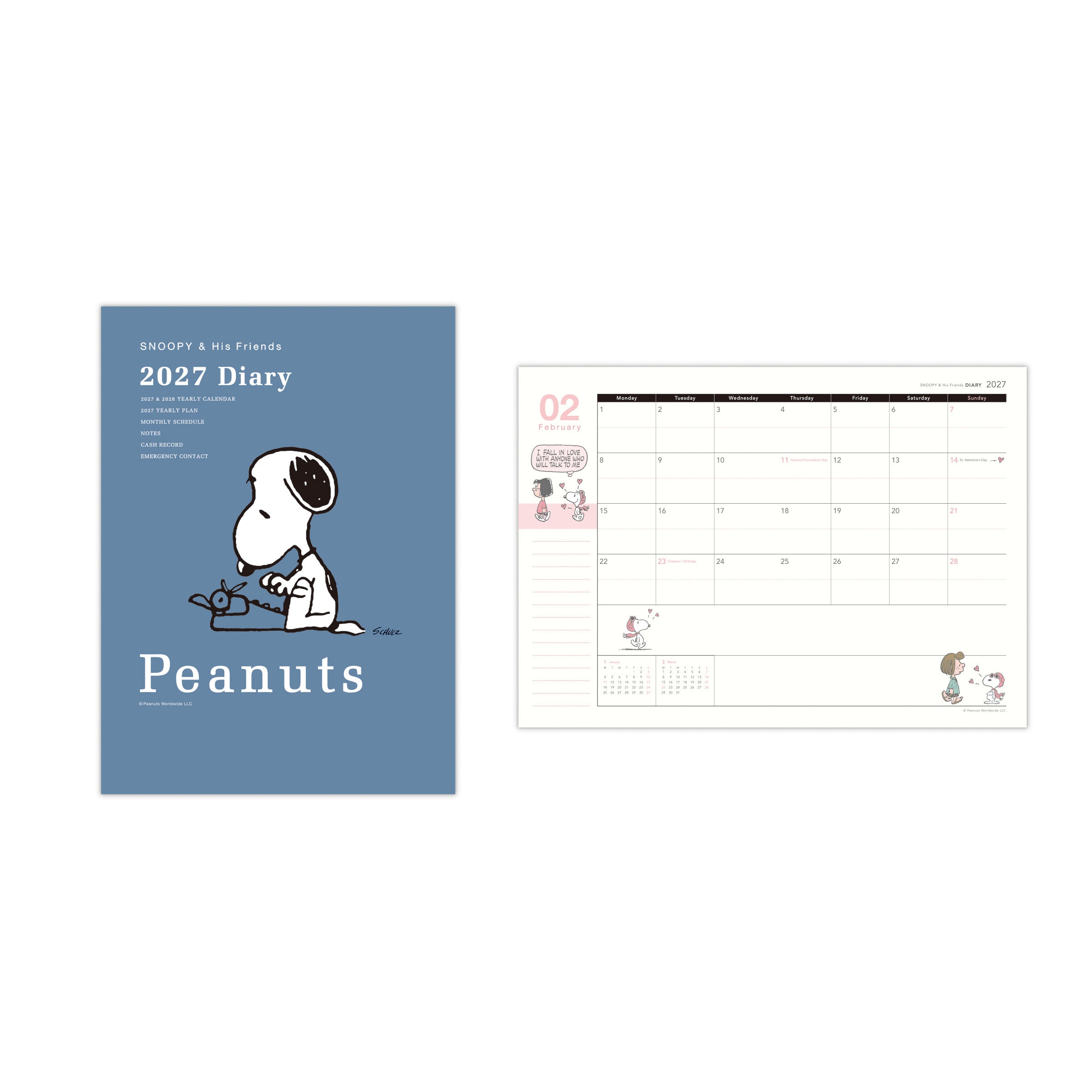 スヌーピー スモーキーブルー タイプライター【手帳|A5マンスリーダイアリー 2027】