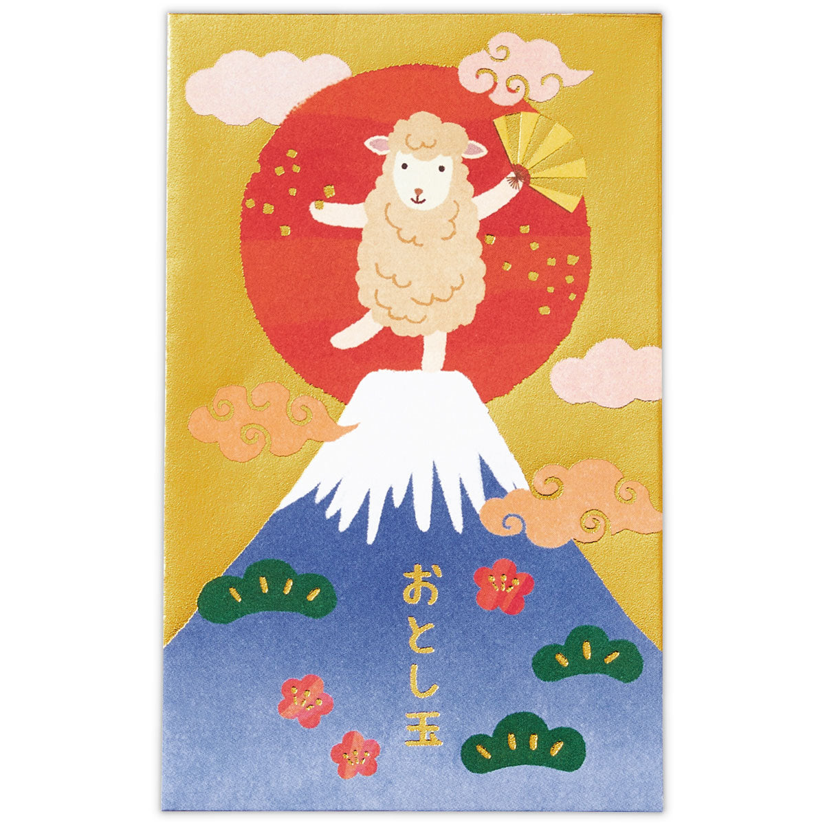 箔 富士山登頂ひつじ【年賀ポチ袋・お年玉袋|1柄3枚入り】