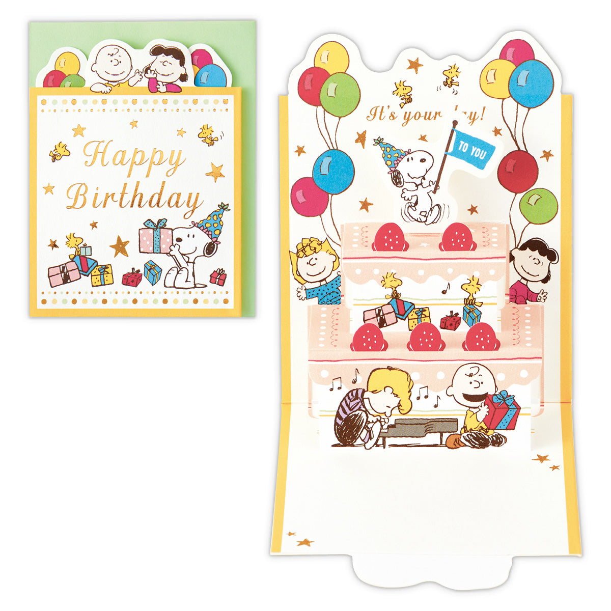 スヌーピー バースデーいちごケーキ【誕生お祝い/ミニカード】