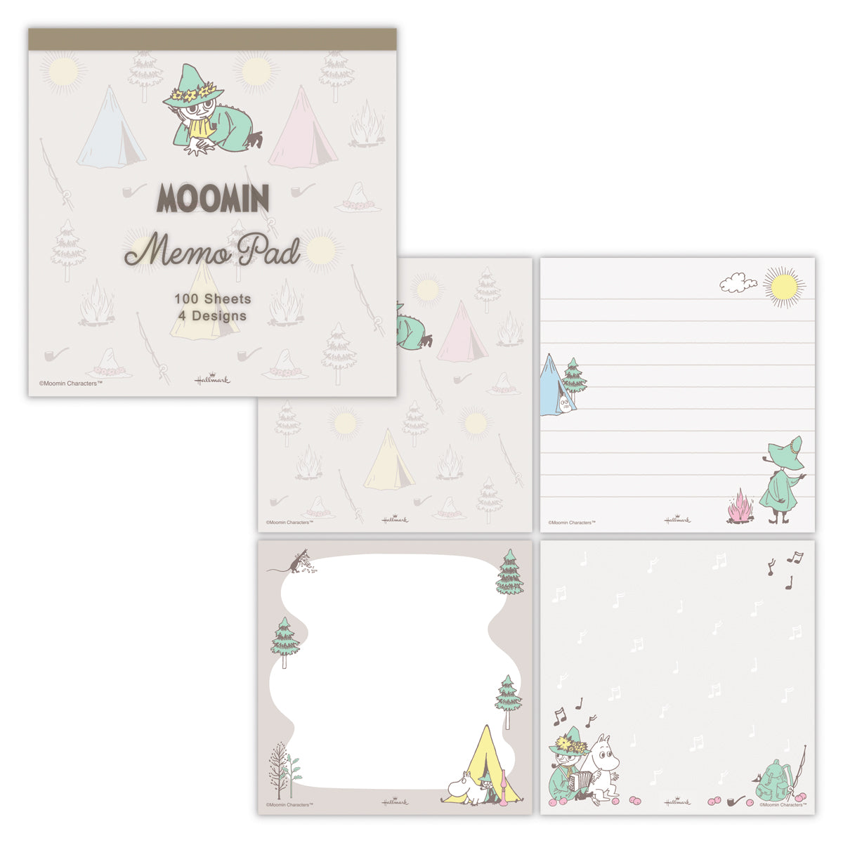 ムーミン Moomin valley’s day グレージュ スナフキン【メモパッド 4柄各25枚】｜日本ホールマークの文具・ステーショナリー