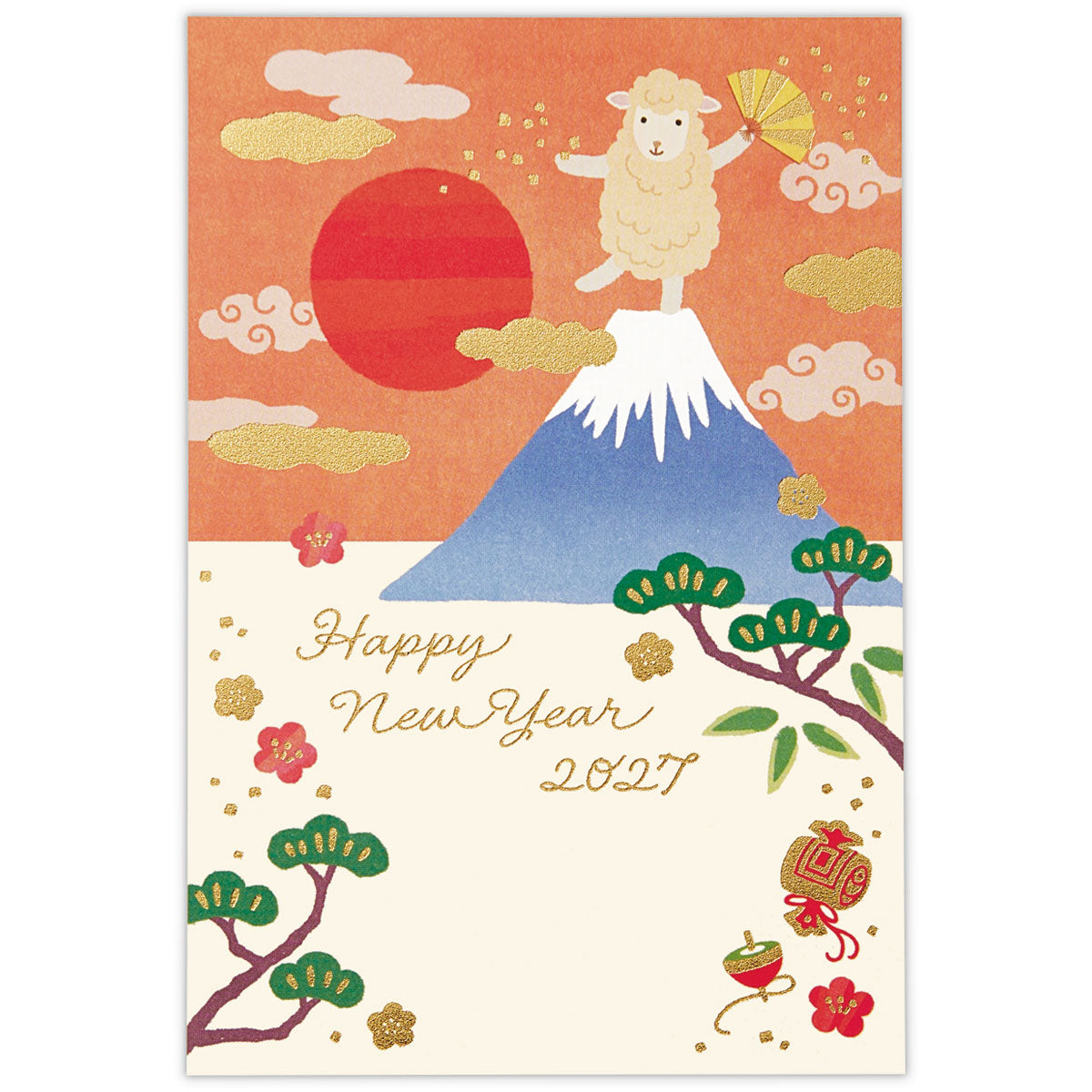 箔 富士山登頂ひつじ【年賀はがき｜1柄3枚入り】
