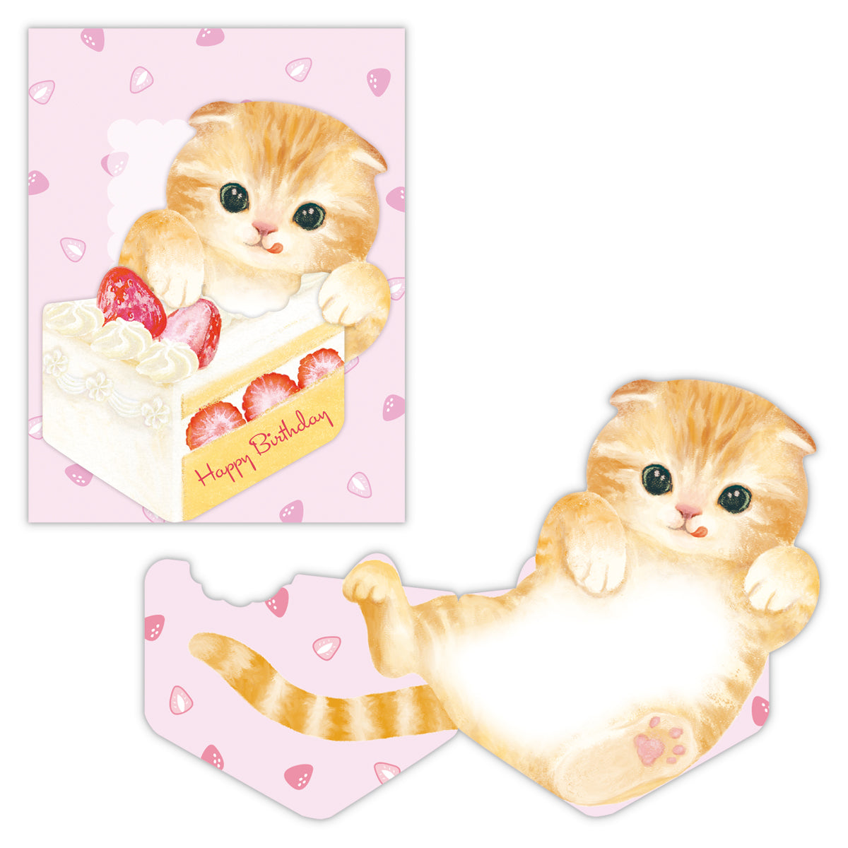 スコティッシュフォールド【誕生お祝い／ミニカード／食いしん坊猫】