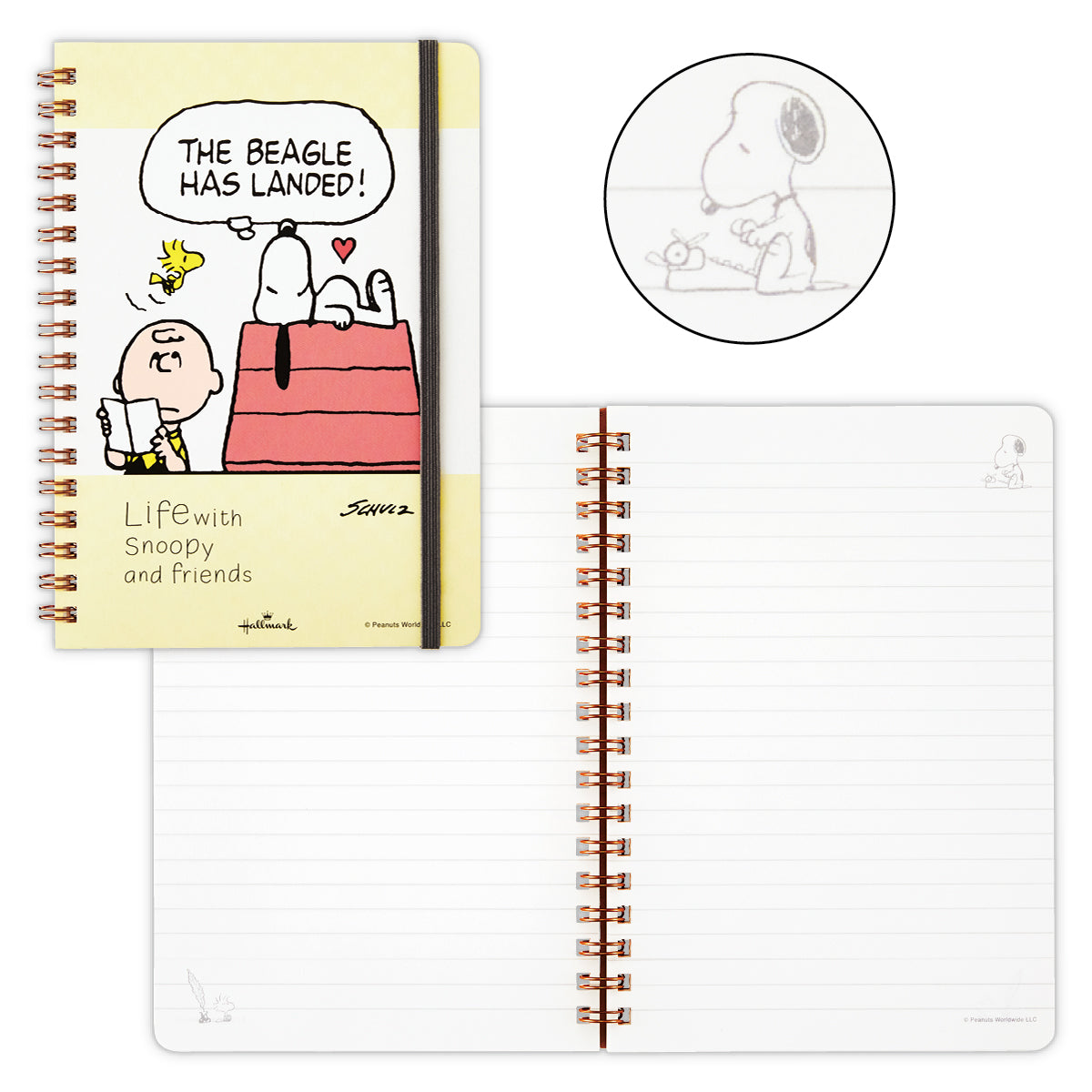 スヌーピー イエロー 飼い主チャーリーと仲良しウッドストック【リングノート／Life with Snoopy and Friends】
