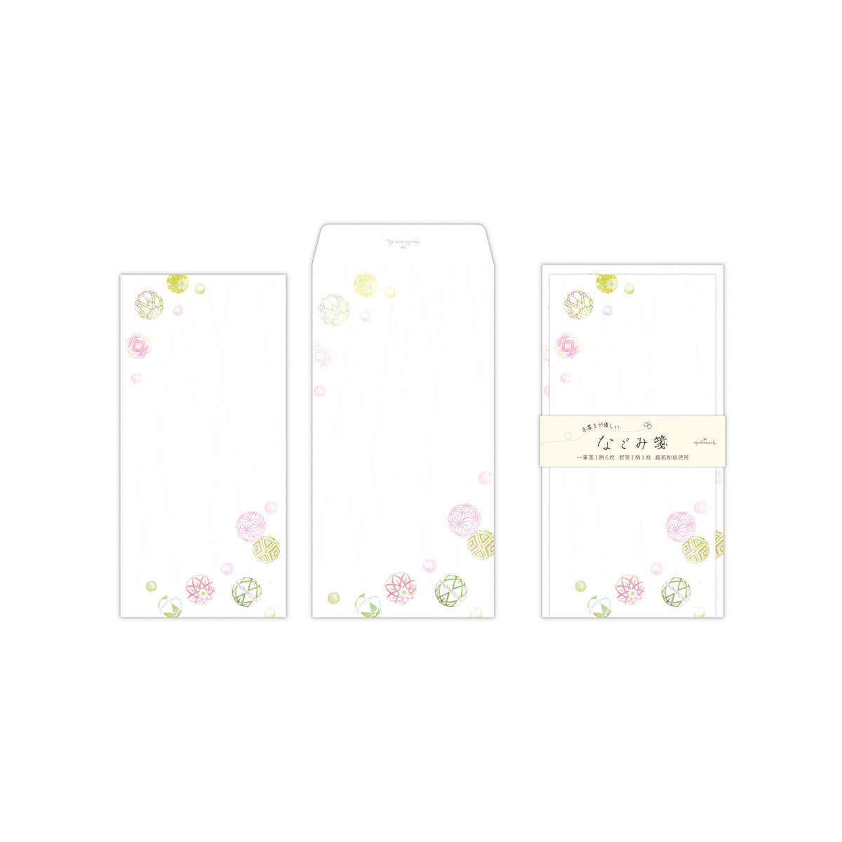 鞠のしらべ【越前和紙 一筆箋レターセット／なごみ箋／罫線なし縦横両用】